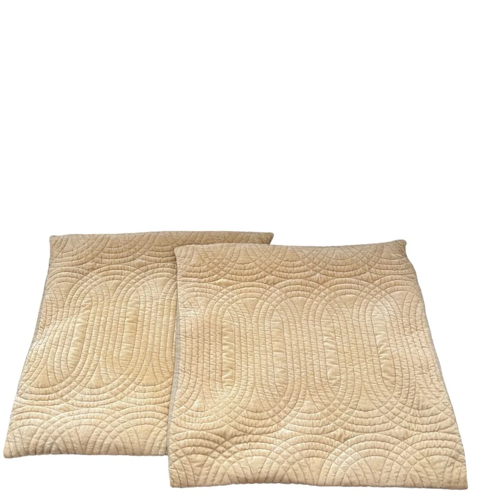 2 West Elm Ivory Beige Velvet Geometric Accent Pillow Cover Size 18x18”
